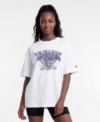 Women's Kansas State Wildcats Oversized Dropped-Shoulder Distressed T-Shirt