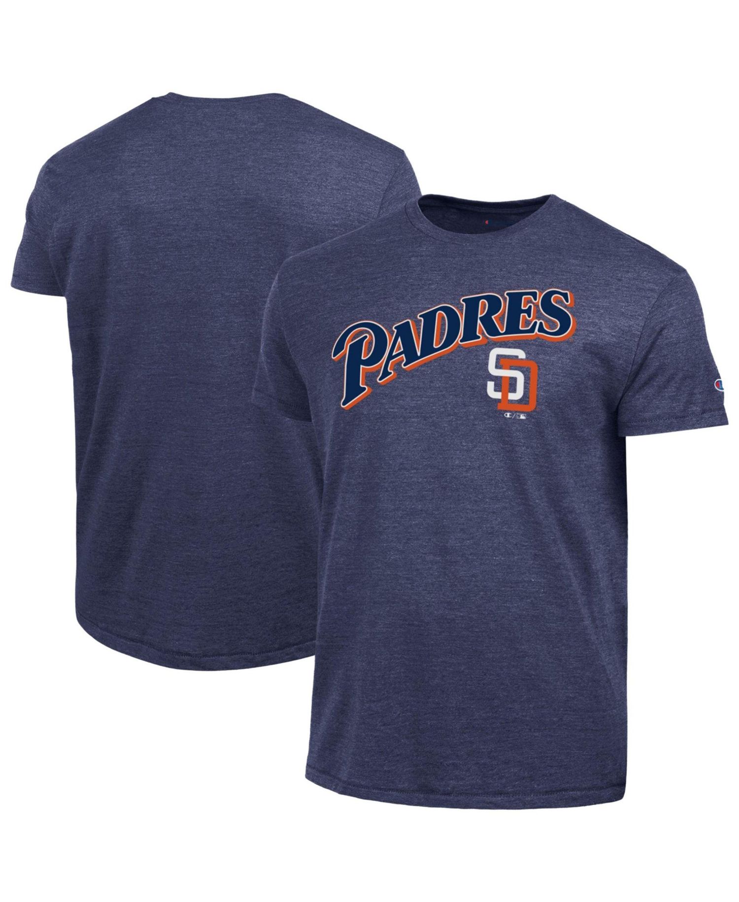Men's Navy San Diego Padres Cooperstown Wordmark Lockup Tri-Blend T-Shirt