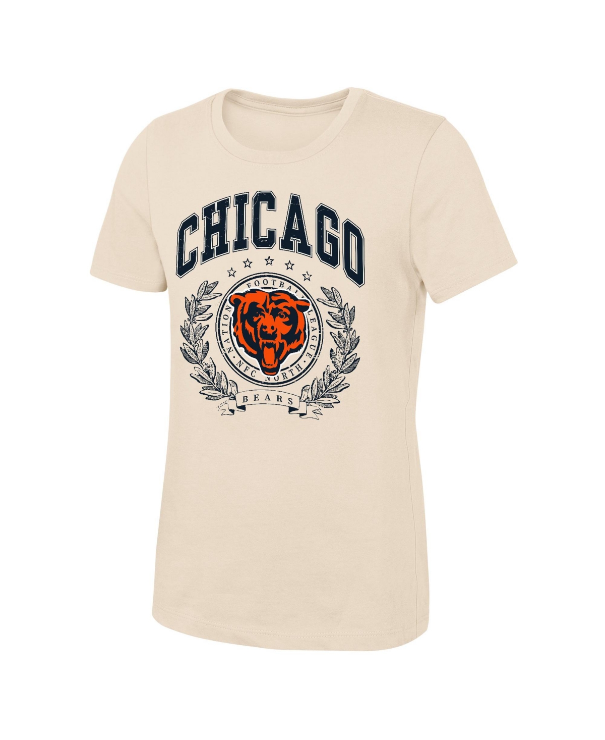 Outerstuff Girls' 4-16 Chicago Bears Undefeated Screen-Print Graphic Crewneck T-Shirt - Natural