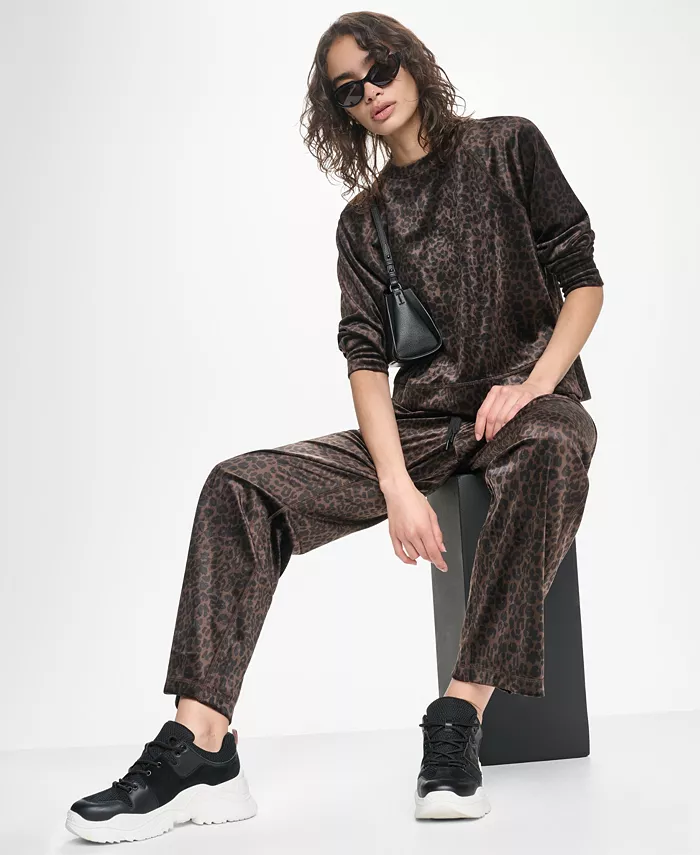 Women's Leopard-Print Super-Soft Velour Raglan Pullover Top - thumbnail 9