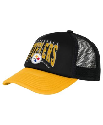 Big Boys' and Girls' Pittsburgh Steelers Handoff Foam Mesh Panels Trucker Hat