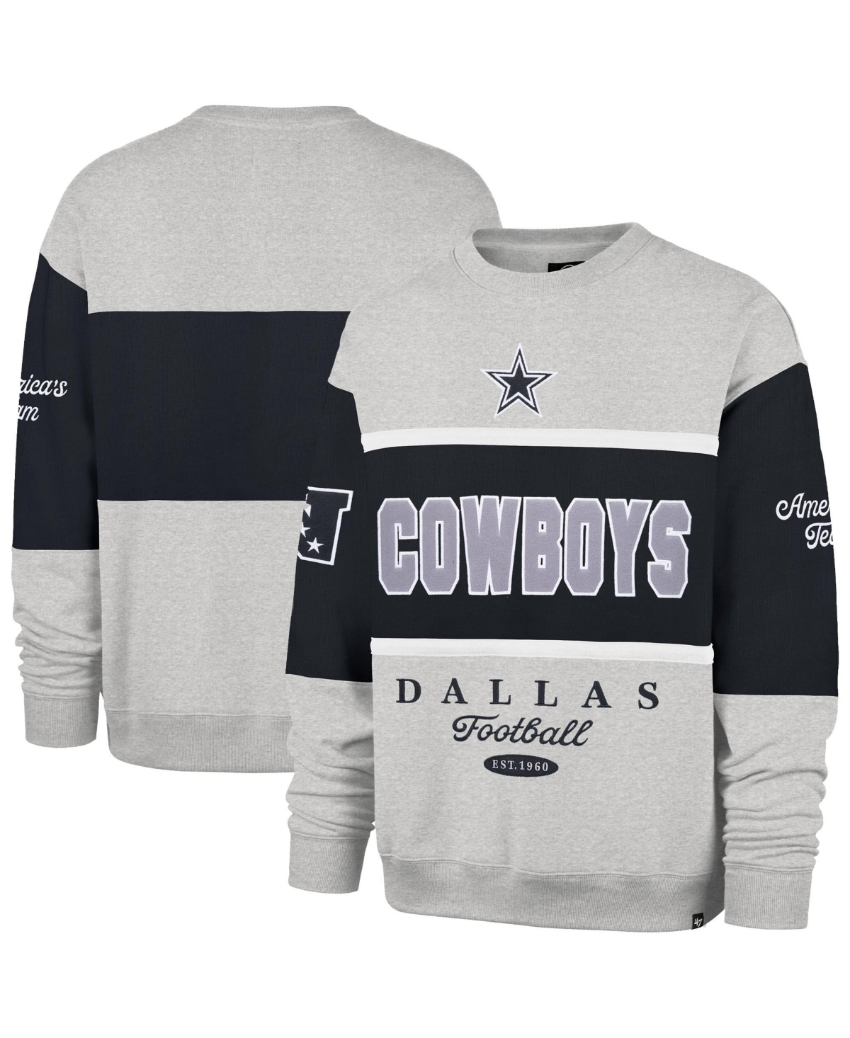 '47 Brand Men's Dallas Cowboys Blockfield Maximalist Oversized Color-Block Crewneck Sweatshirt
