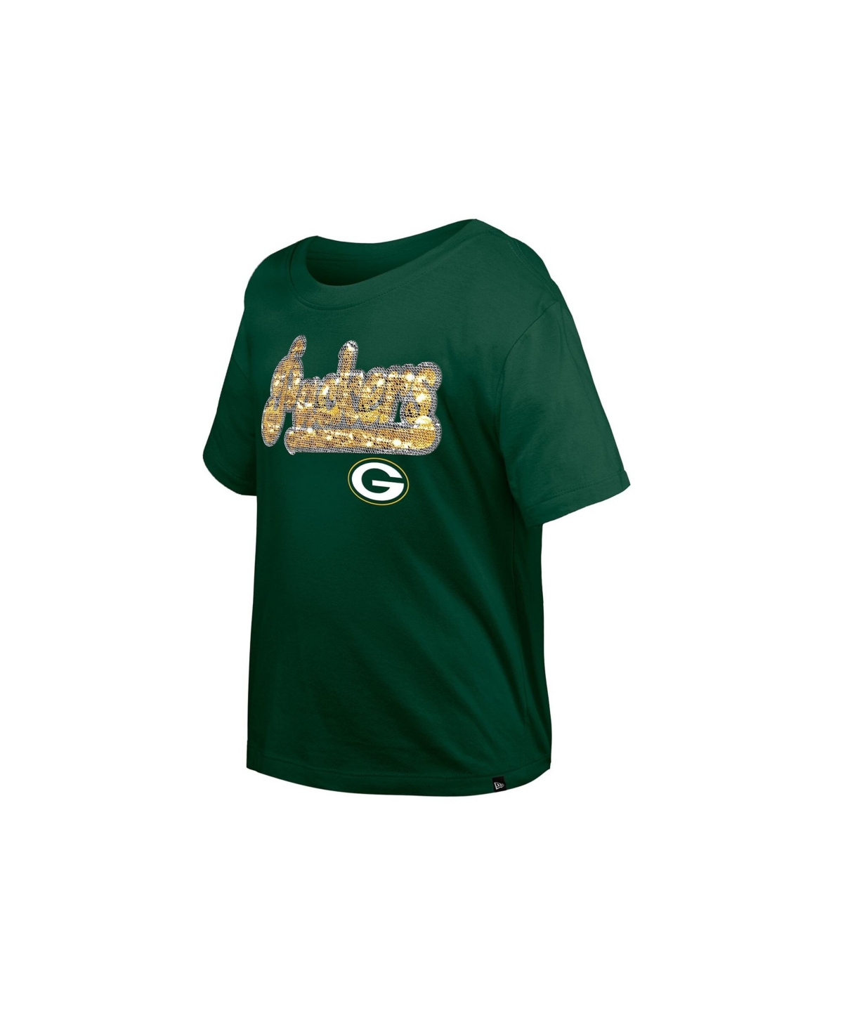 New Era Girls' 4-16 Green Bay Packers Flip Sequin Boxy T-Shirt