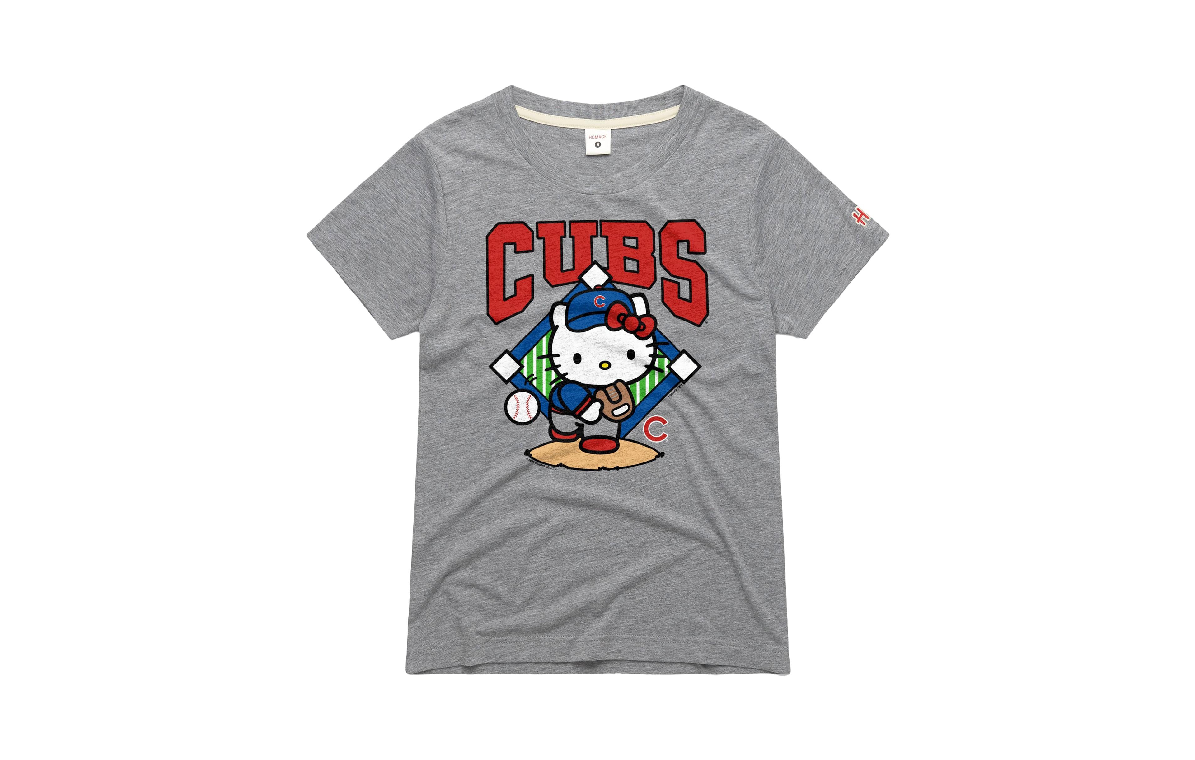 Homage Women's Pitch Chicago Cubs Hello Kitty Tri-Blend T-Shirt
