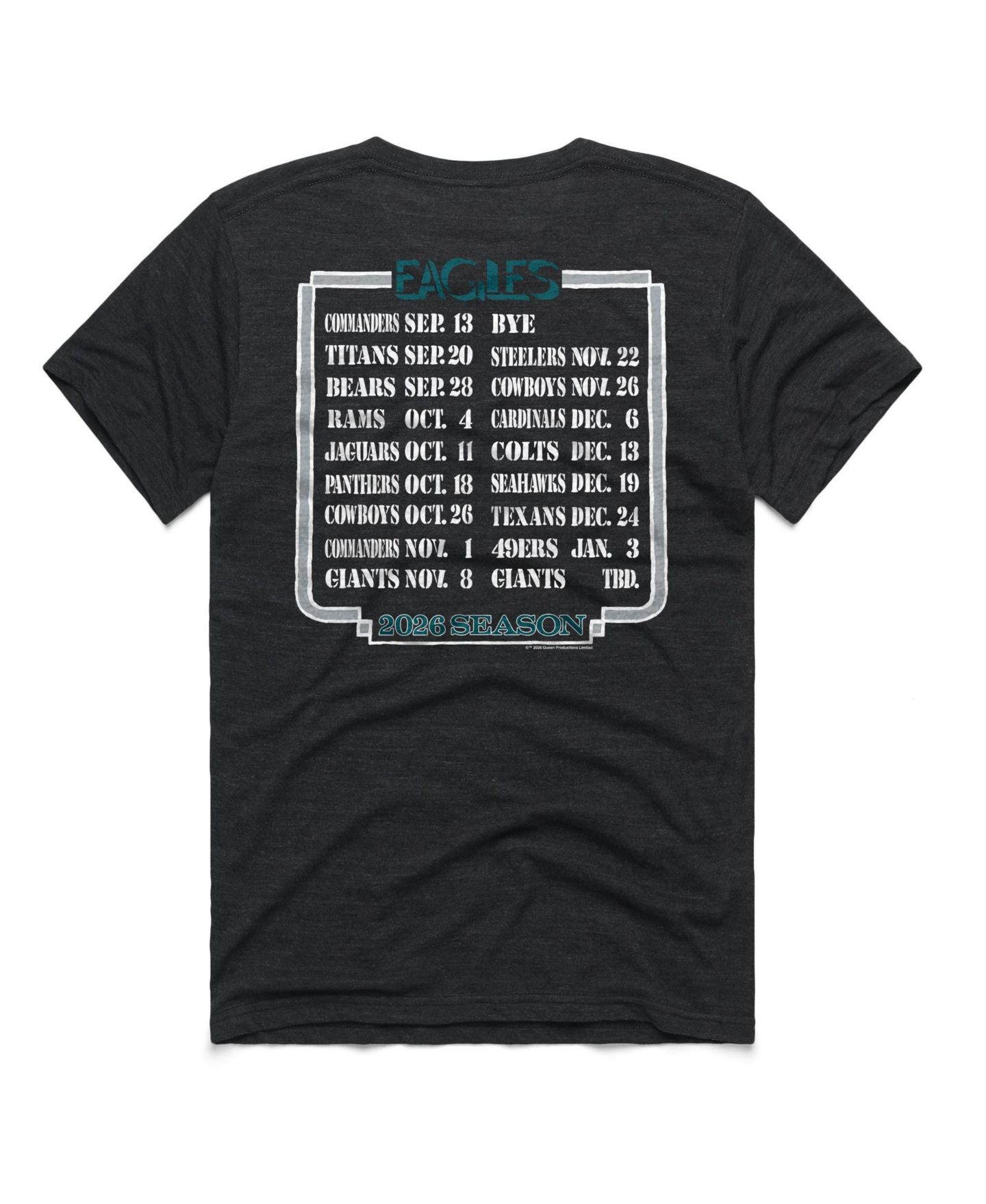 Футболка Homage Charcoal Philadelphia Eagles 2026 NFL Schedule Queen Tri-Blend — фото 2