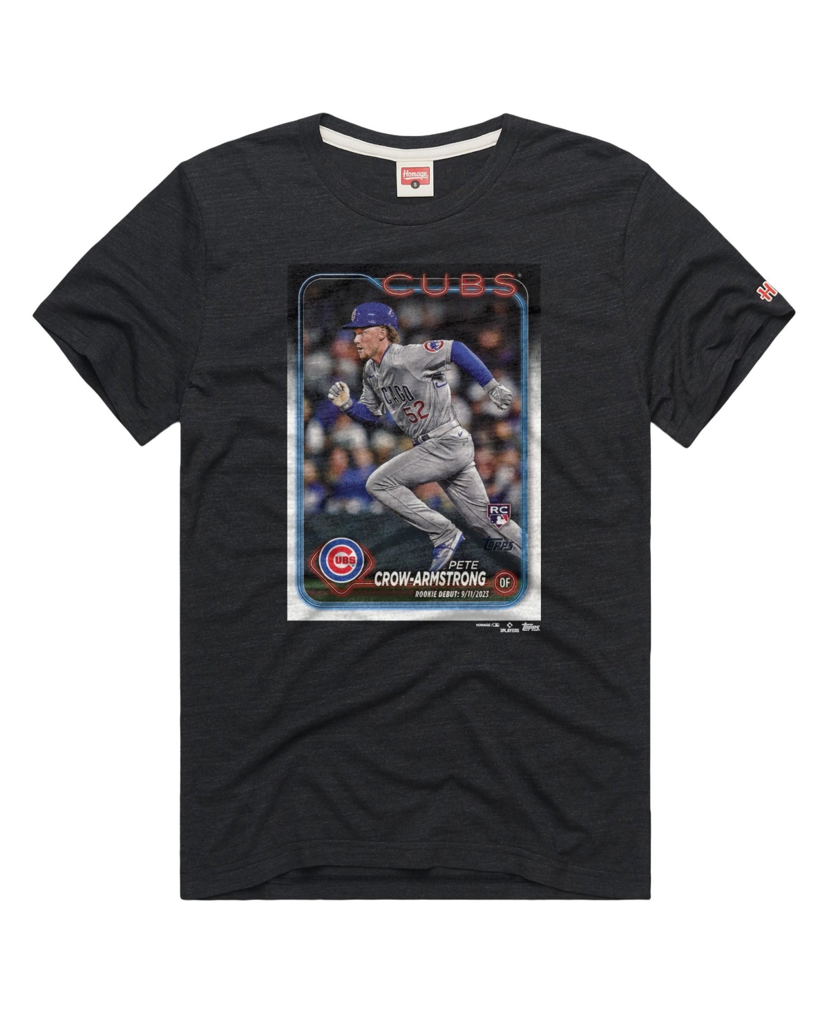 Homage Men's Chicago Cubs Pete Crow-Armstrong Tri-Blend Relaxed-Fit T-Shirt - Charcoal