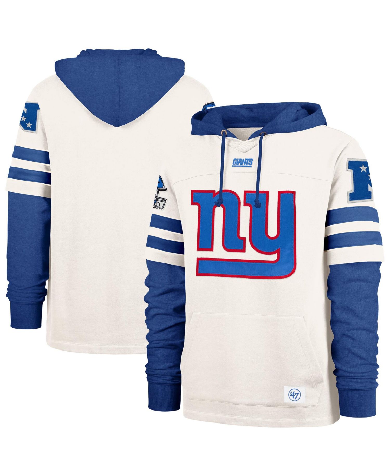 Men's Cream New York Giants Split Zone Cornerback Duo Lacer Hoodie