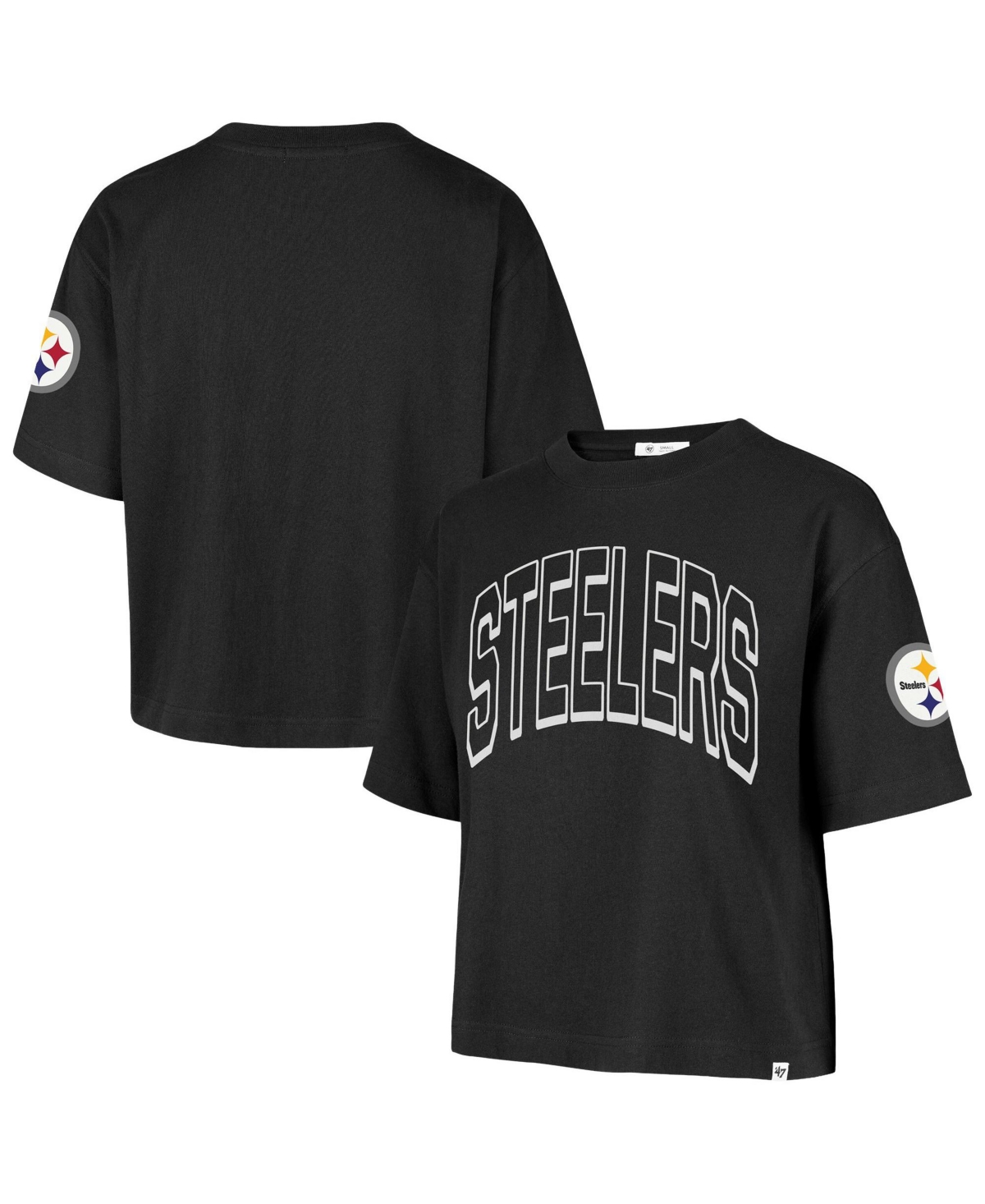 '47 Brand Women's Pittsburgh Steelers Call Out Reed City Screen-Print Crewneck Cropped T-Shirt