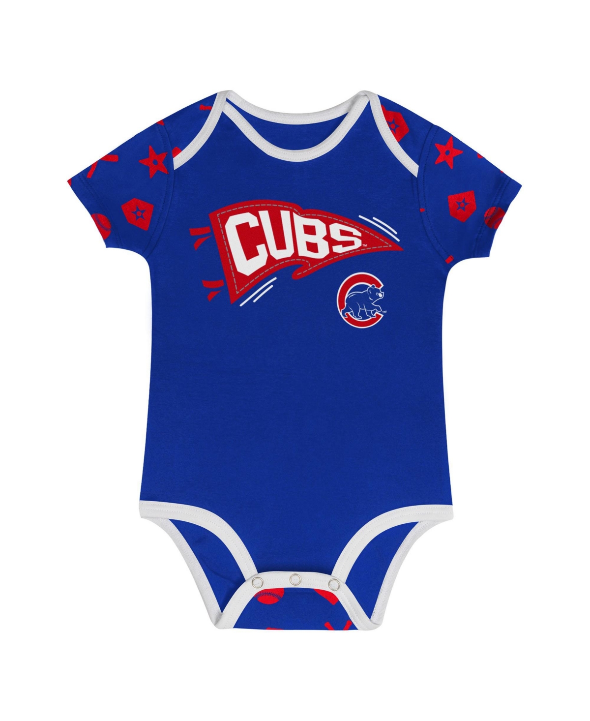 Outerstuff Baby Boys' and Girls' Chicago Cubs On Deck Short-Sleeve Screen Print Bodysuit Shorts Set