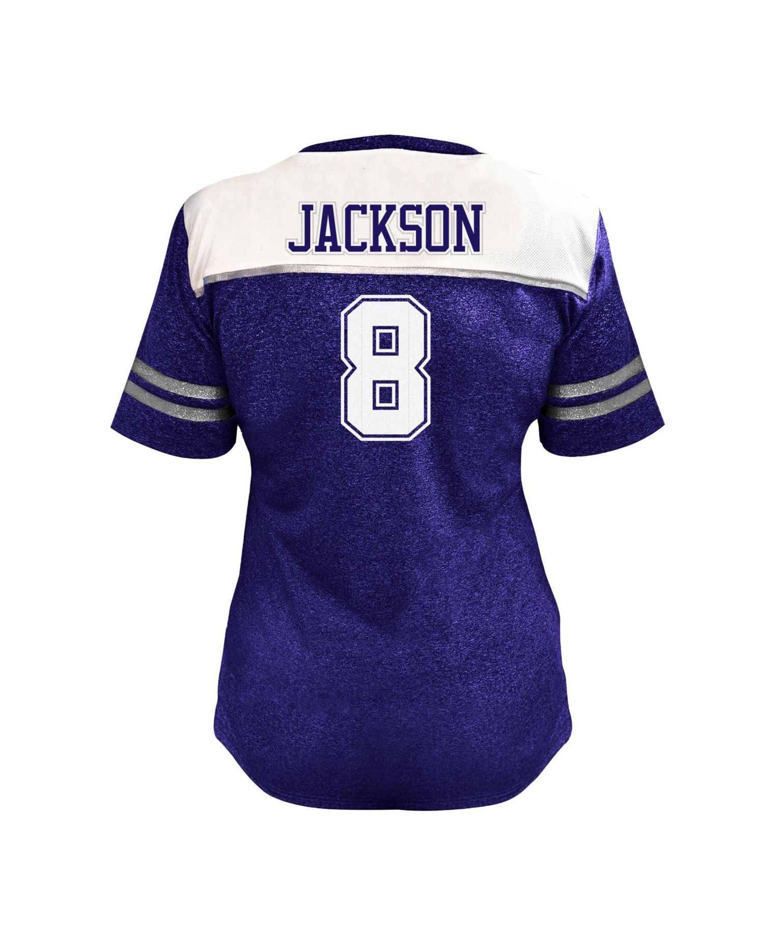 Plus Size Baltimore Ravens Lamar Jackson V-Neck Bling T-Shirt