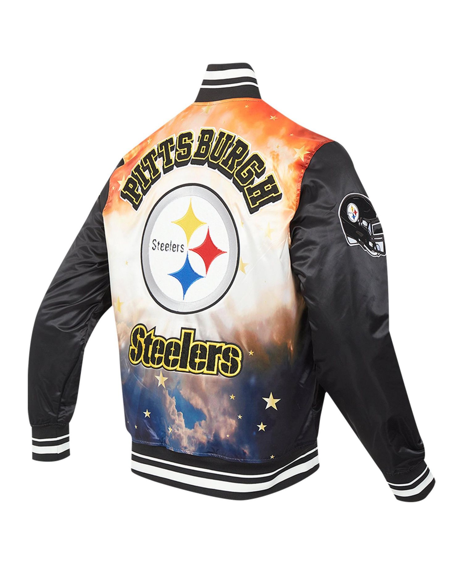 Men's Black Pittsburgh Steelers Sublimated Satin Full-Snap Jacket