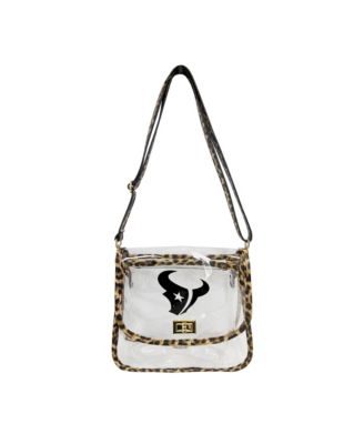 Houston Texans Leopard Print Trim Clear Purse