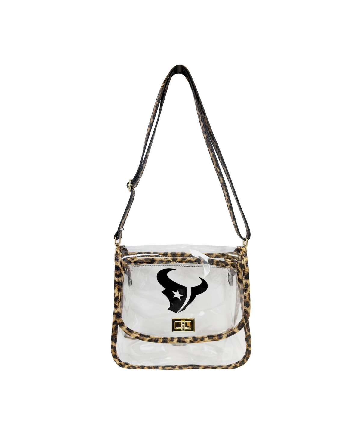 Logo Brands Houston Texans Leopard Print Trim Clear Purse