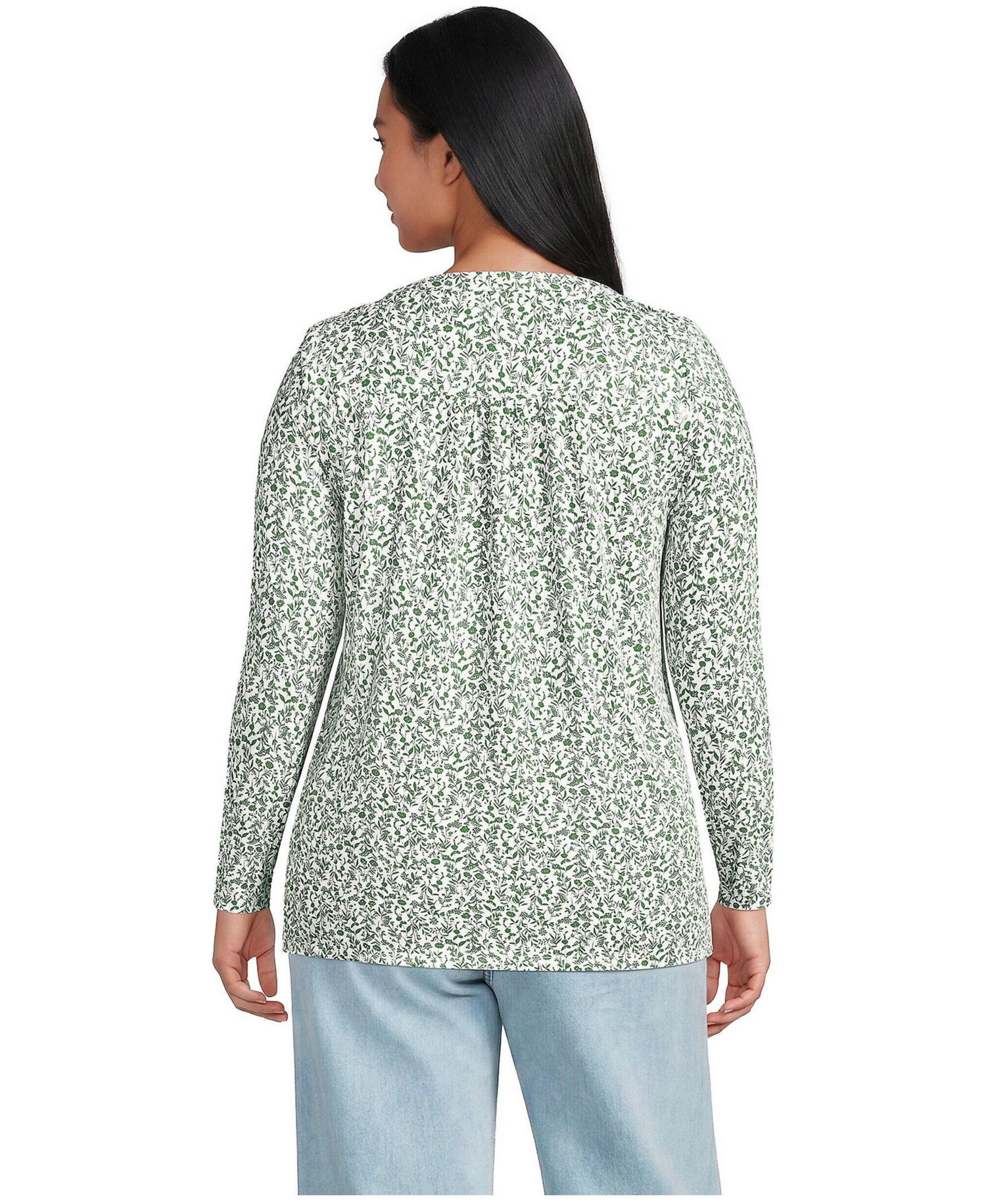 Plus Size Long-Sleeve Pintuck Tunic Blouse