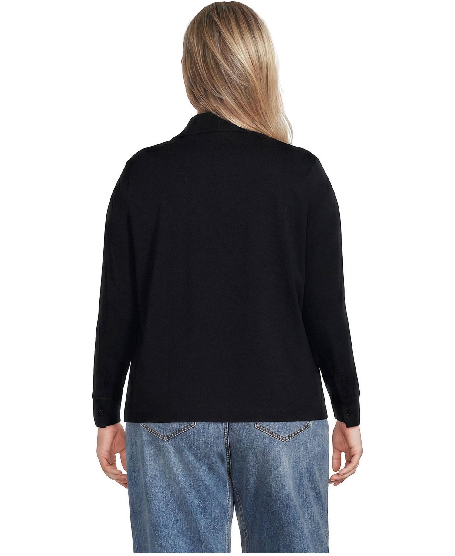 Plus Size Long-Sleeve Button-Front Relaxed-Fit Button-Down Shirt