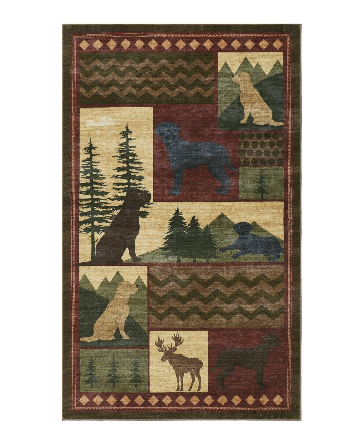 Eddie Bauer Non-Skid Printed Washable Accent Rug, 60" x 36" - Red Multi