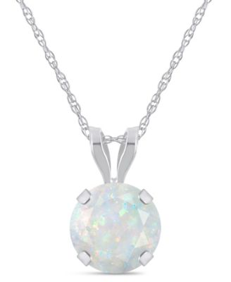 Lab-Grown Emerald (3/4 ct. t.w.) Pendant Necklace in 10k White Gold (Also available in Lab-Grown Opal, Ruby, and Sapphire)