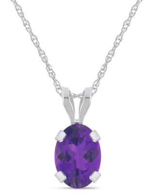 Pendant Necklace in 10k White Gold (Available in White Topaz, Pink Topaz, Blue Topaz, Peridot, Garnet, Citrine, Black Onyx, Aquamarine, and Amethyst)