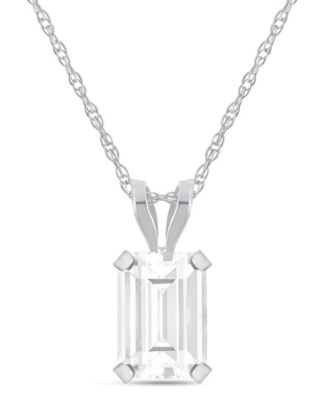Pendant Necklace in 10k White Gold (Available in Amethyst, White Topaz, Pink Topaz, Blue Topaz, Peridot, Garnet, Citrine, Black Onyx, and Aquamarine) 