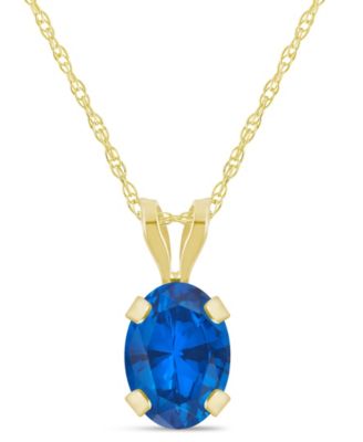 Lab-Grown Pendant Necklace in 10k Yellow Gold (Available in Lab-Grown Sapphire, Ruby, Opal, and Emerald)