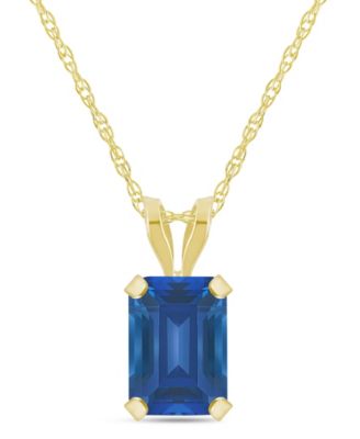 Lab-Grown Pendant Necklace in 10k Yellow Gold (Available in Lab-Grown Emerald, Sapphire, Ruby, and Opal)