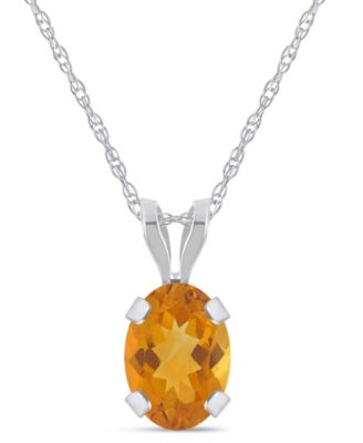 Pendant Necklace in 10k White Gold (Available in White Topaz, Pink Topaz, Blue Topaz, Peridot, Garnet, Citrine, Black Onyx, Aquamarine, and Amethyst)