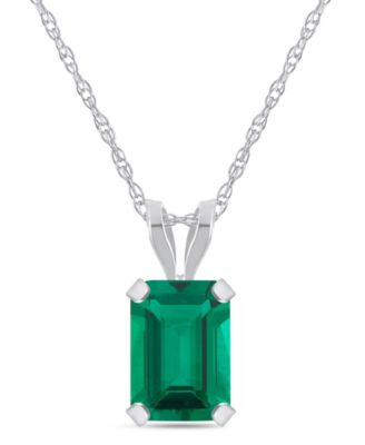 Lab-Grown Pendant Necklace in 10k White Gold (Available in Lab-Grown Emerald, Sapphire, Ruby, and Opal)