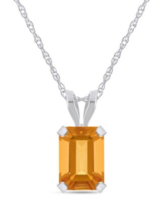 Pendant Necklace in 10k White Gold (Available in Amethyst, White Topaz, Pink Topaz, Blue Topaz, Peridot, Garnet, Citrine, Black Onyx, and Aquamarine) 