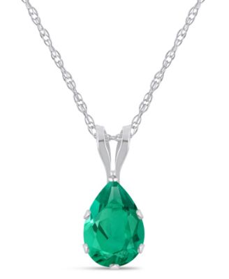 Lab-Grown Pendant Necklace in 10k White Gold (Available in Lab-Grown Emerald, Sapphire, Ruby, and Opal)