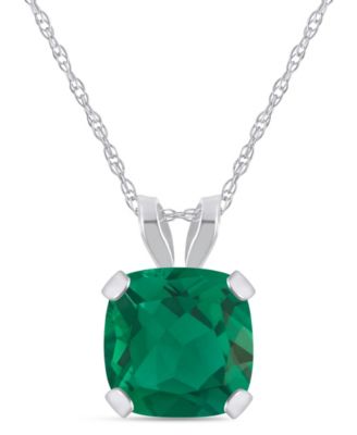 Lab-Grown Emerald (3/4 ct. t.w.) Pendant Necklace in 10k White Gold (Also available in Lab-Grown Opal, Ruby, and Sapphire)