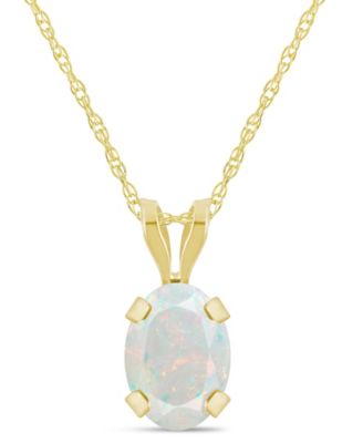 Lab-Grown Pendant Necklace in 10k Yellow Gold (Available in Lab-Grown Sapphire, Ruby, Opal, and Emerald)