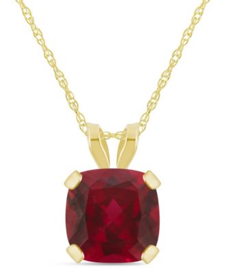 Lab-Grown Pendant Necklace in 10k Yellow Gold (Available in Lab-Grown Emerald, Sapphire, Ruby, and Opal)