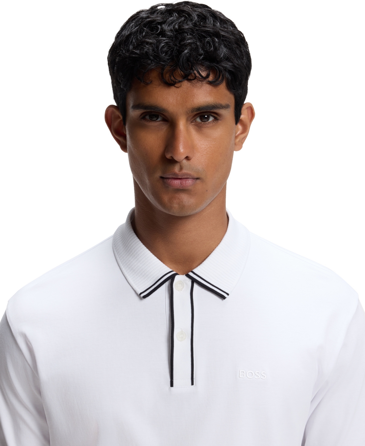 Boss by Hugo Boss Men's Interlock Cotton Striped-Trim Polo Shirt