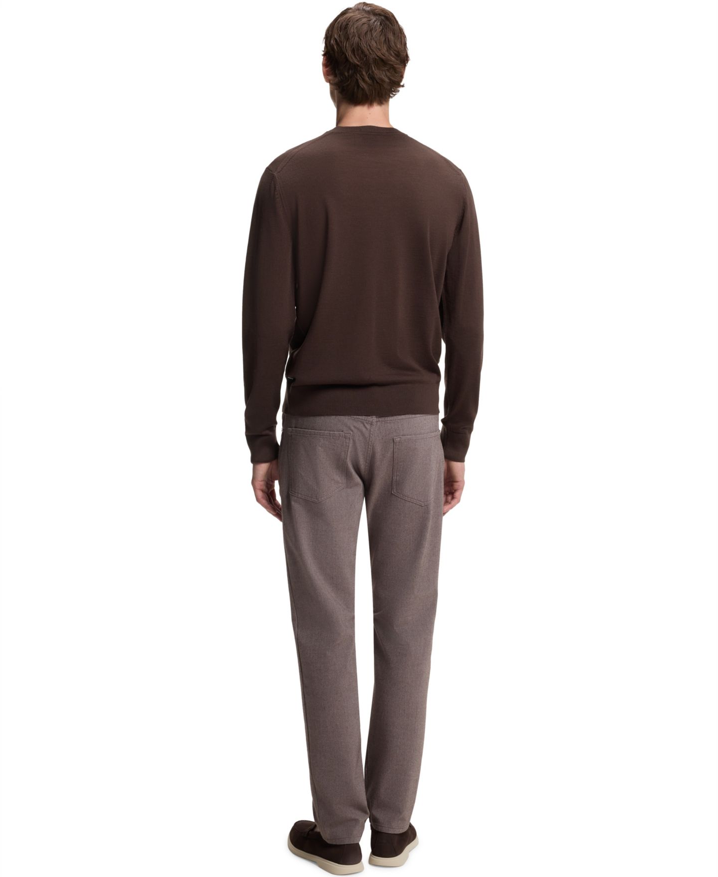 Мужской свитер Hugo Boss Virgin Wool Crew-Neck Regular-Fit, цвет: Тёмный коричневый — фото 3