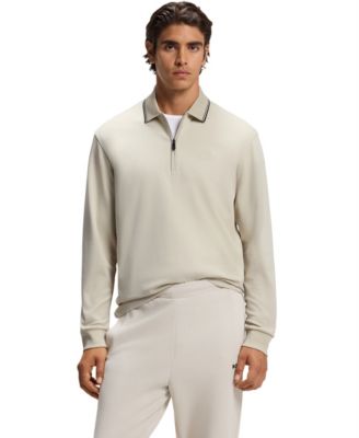 BOSS by Men's Zip-Neck Embroidered Logo Polo Shirt