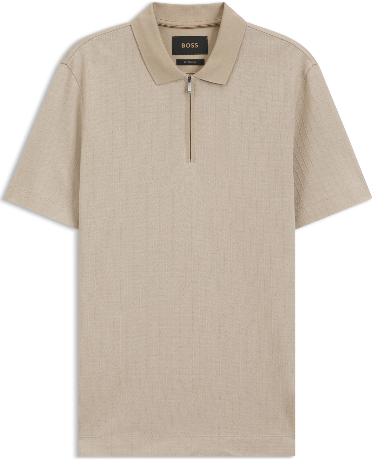 Boss by Hugo Men's Cotton-Silk Blend Zip-Neck Polo Shirt