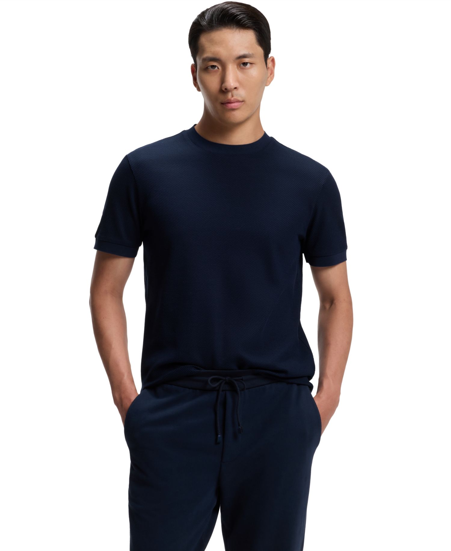 BOSS by Men's Two-Tone Cotton-Piqu&eacute; Regular-Fit T-Shirt