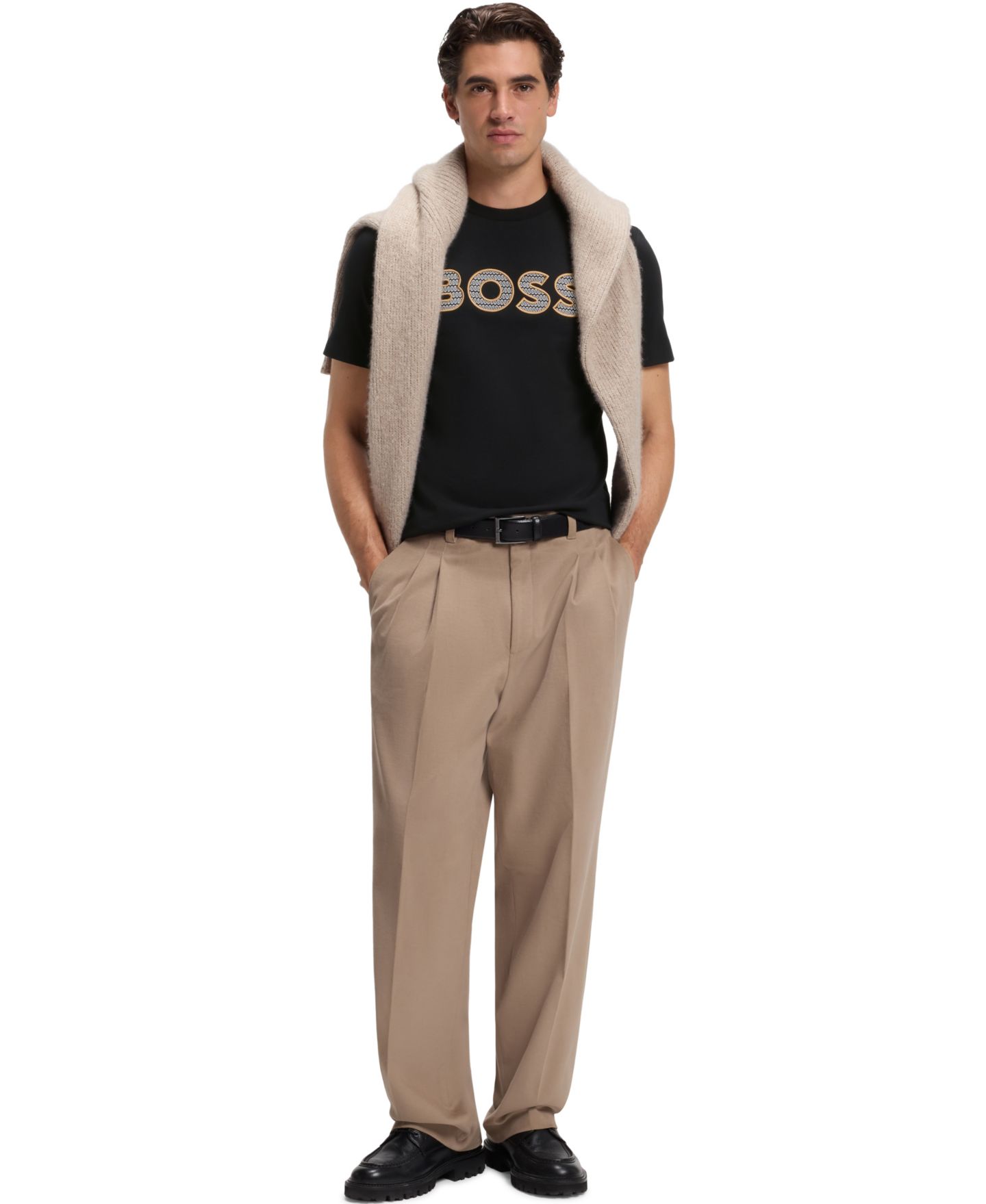 Мужская футболка Hugo Boss BOSS by Thompson Cotton-Jersey Crew-Neck Logo, цвет: Чёрный — фото 4