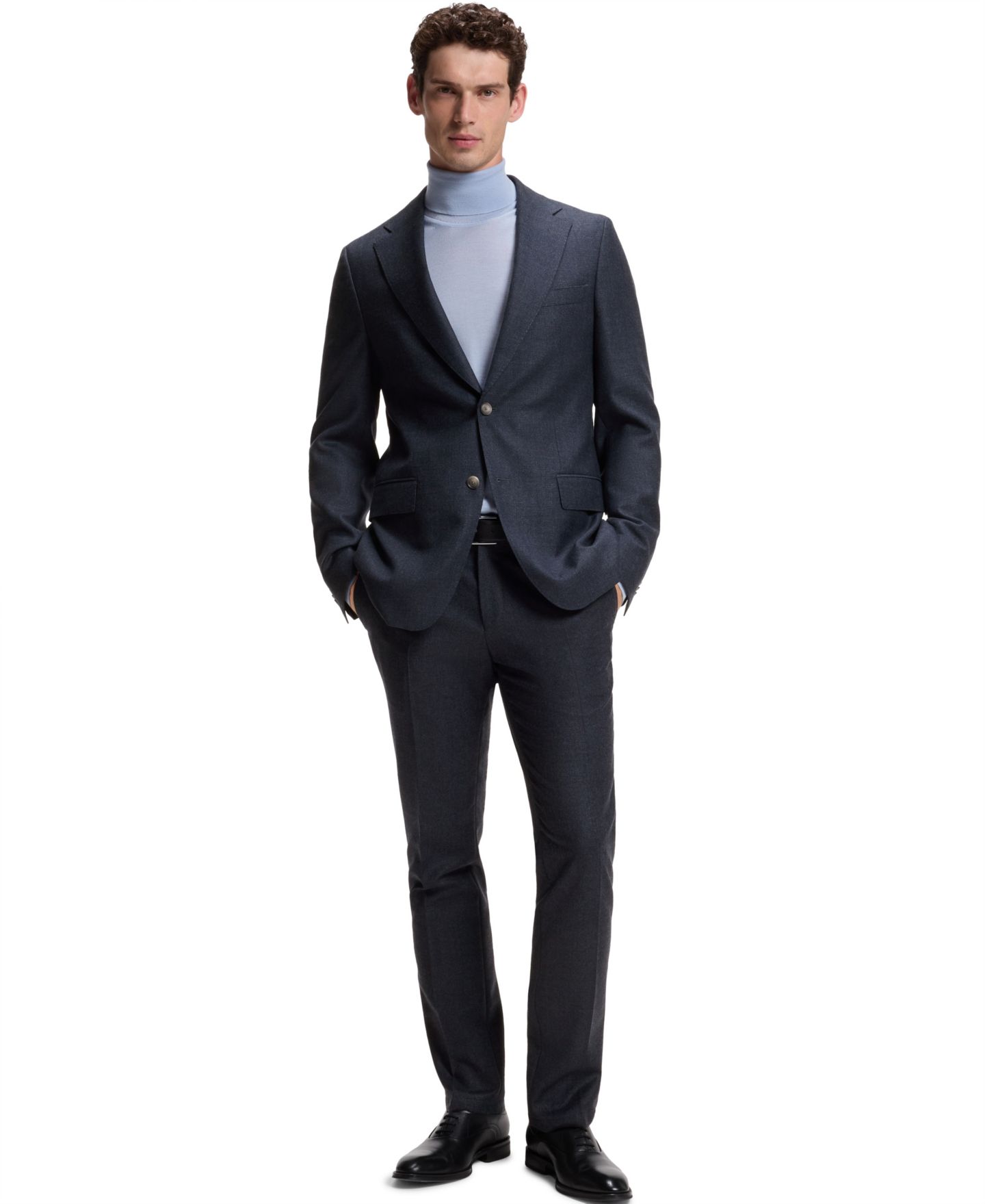 Мужской пиджак Hugo Boss Wool Patterned Slim-Fit Blazer, цвет: Тёмный синий — фото 4