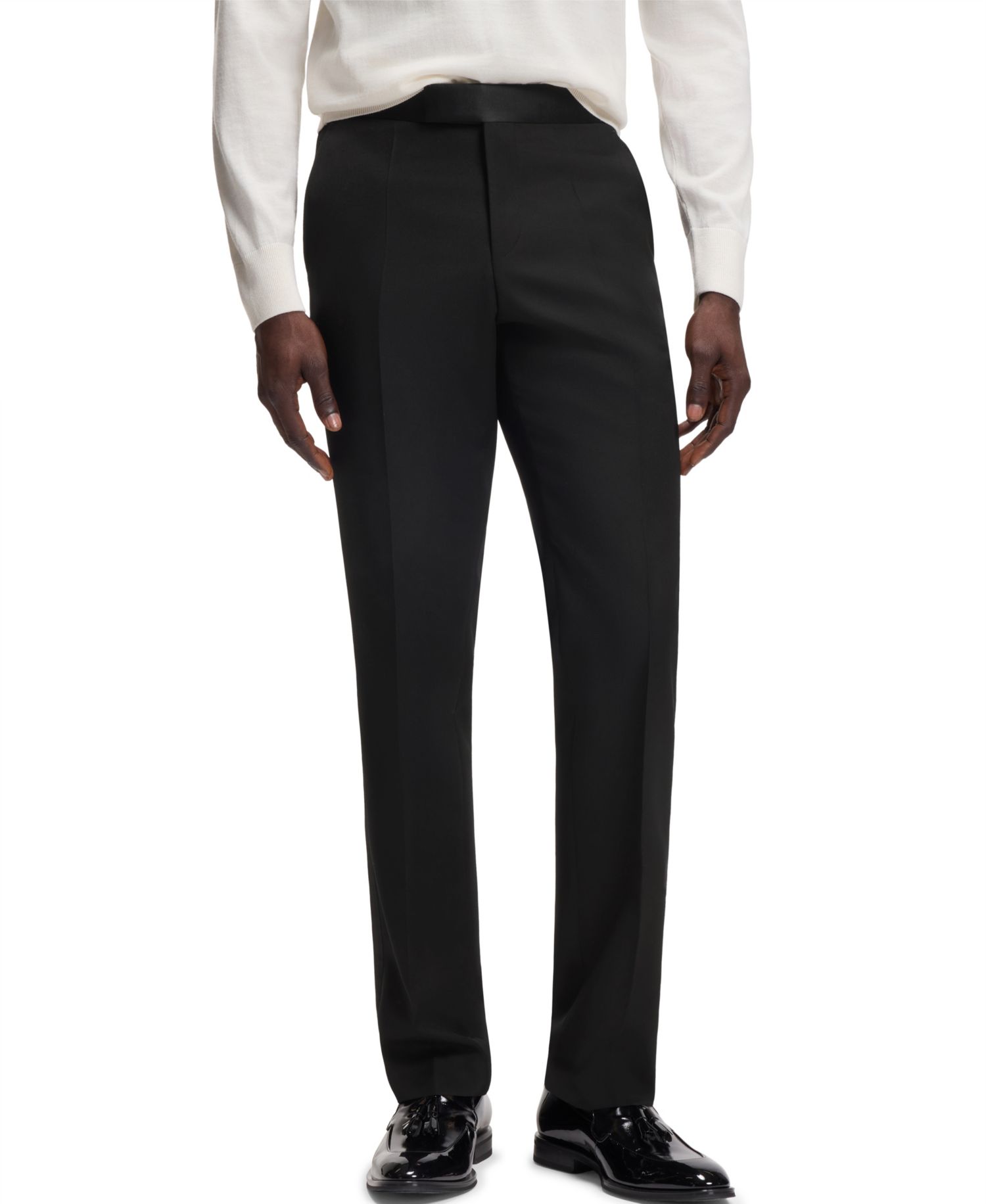 BOSS by Men's Wool Slim-Fit Tuxedo Pants
