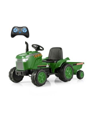 Ride-On Tractor 12V with Remote Control and Detachable Trailer, Ages 3-8