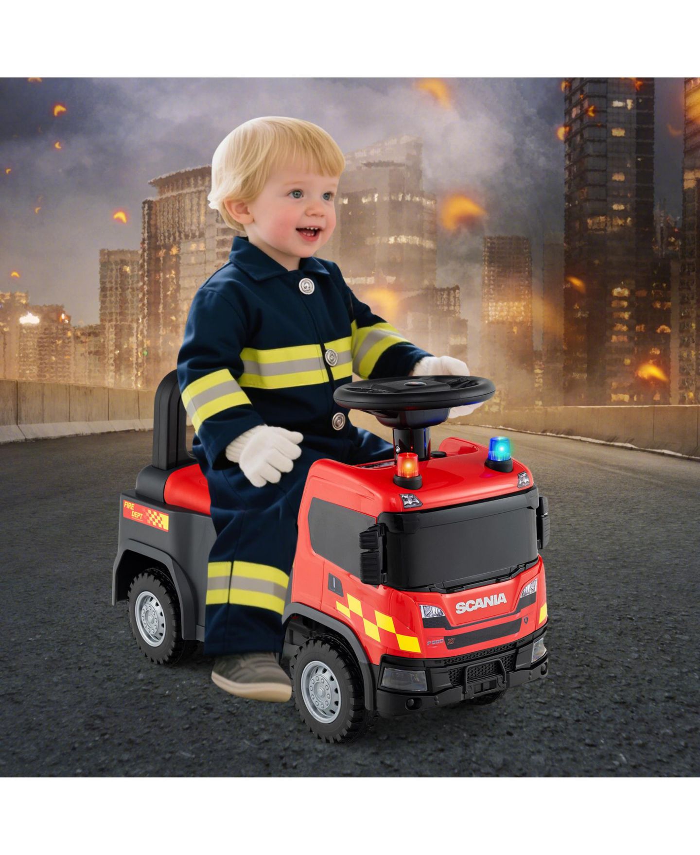 Детская игрушка Mecale Licensed Scania Truck Ride-On Push Car with Music and Steering Wheel, Ages 18 Months+, цвет: Красный — фото 10