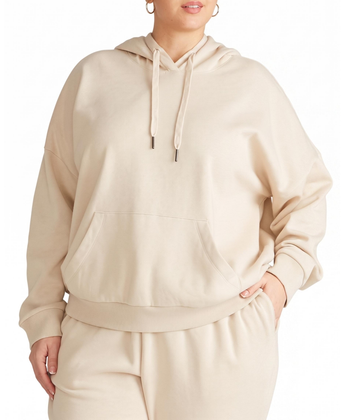 Universal Standard Plus Size Daydream Plush Fleece-Backing Relaxed-Fit Hoodie - Dove