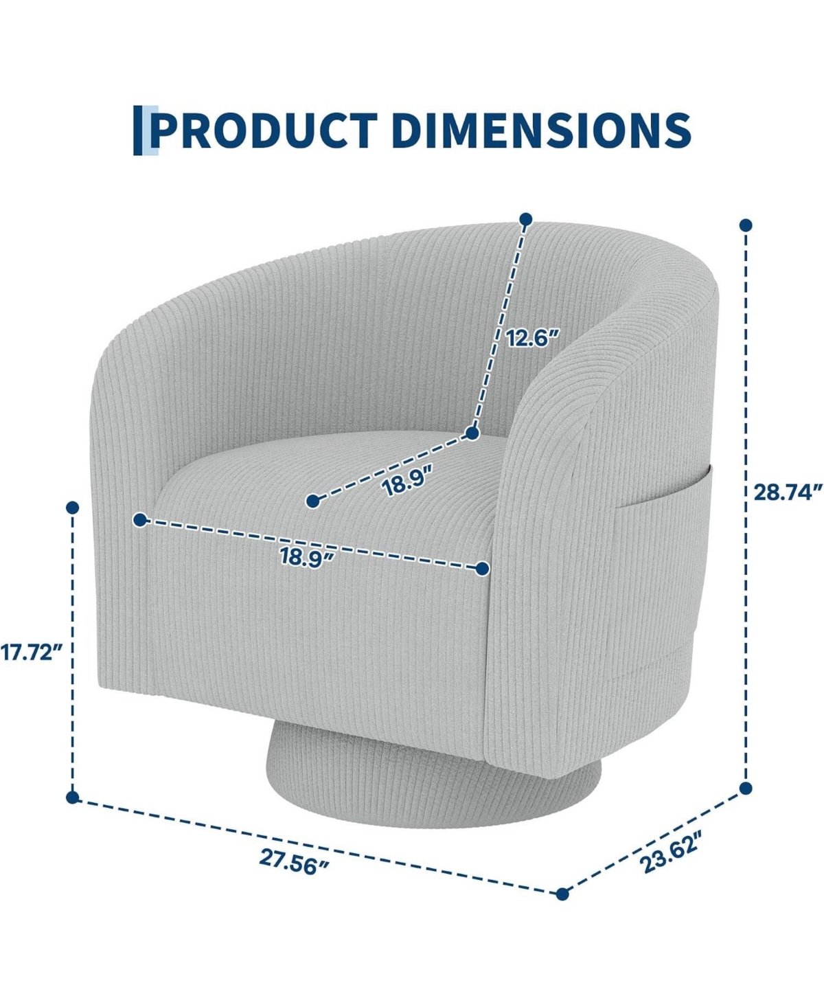 gaomon Corduroy Upholstered Swivel Accent Chair, Sofa Armchair with 360 Degree for Living Room Bedroom Reading