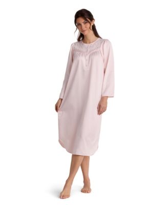 Women's Petite Long-Sleeve Button-Front Brushed-Back Satin Gown