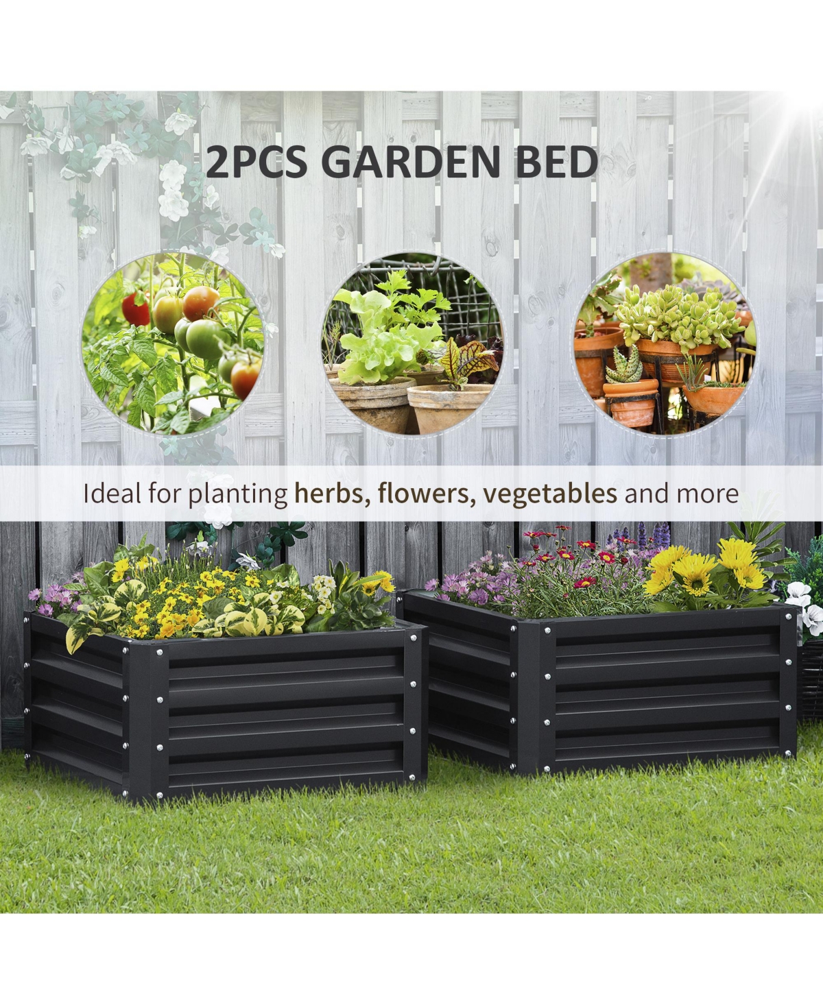 Outsunny 23.5" Raised Wall Garden Planet Beds for Vegetables and Flowers