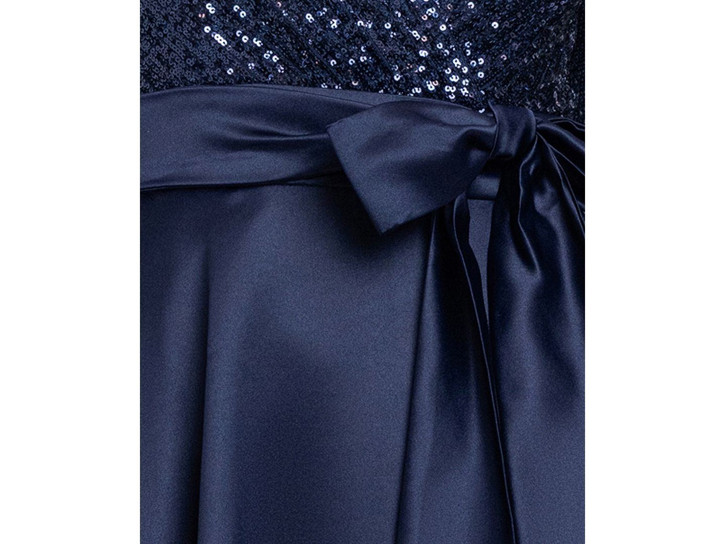 Женское платье XSCAPE Sequinned Long Sleeve Ballgown, цвет: Тёмно-синий — фото 5