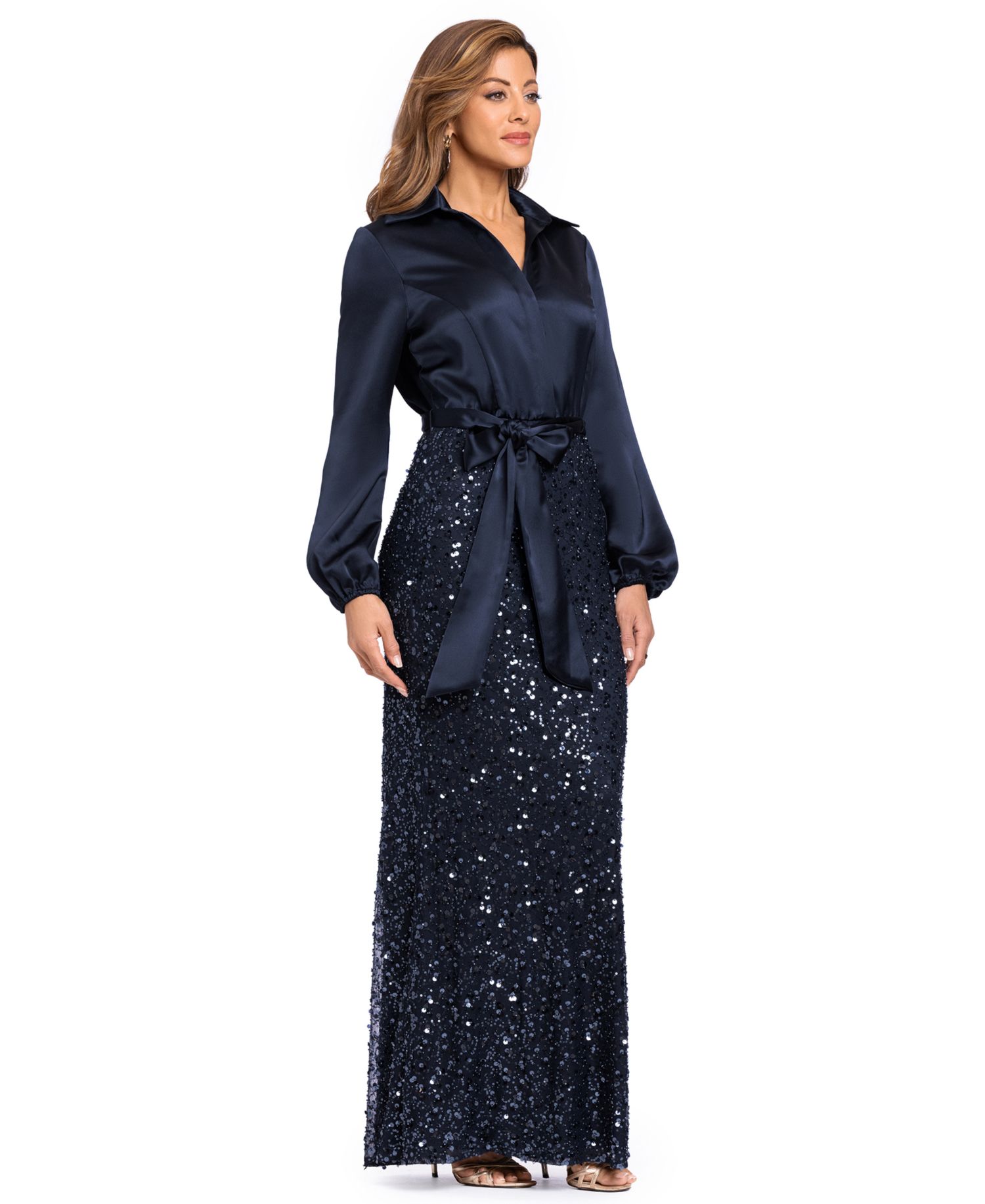 Women's Long-Sleeve Sequin Gown
