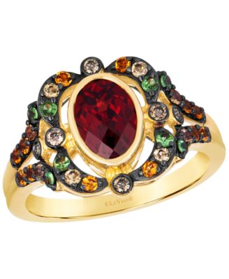 Garnet, Citrine, Light Citrine, Tsavorite & Diamond (0.07 ct. t.w.) Ring in 14k Honey Gold