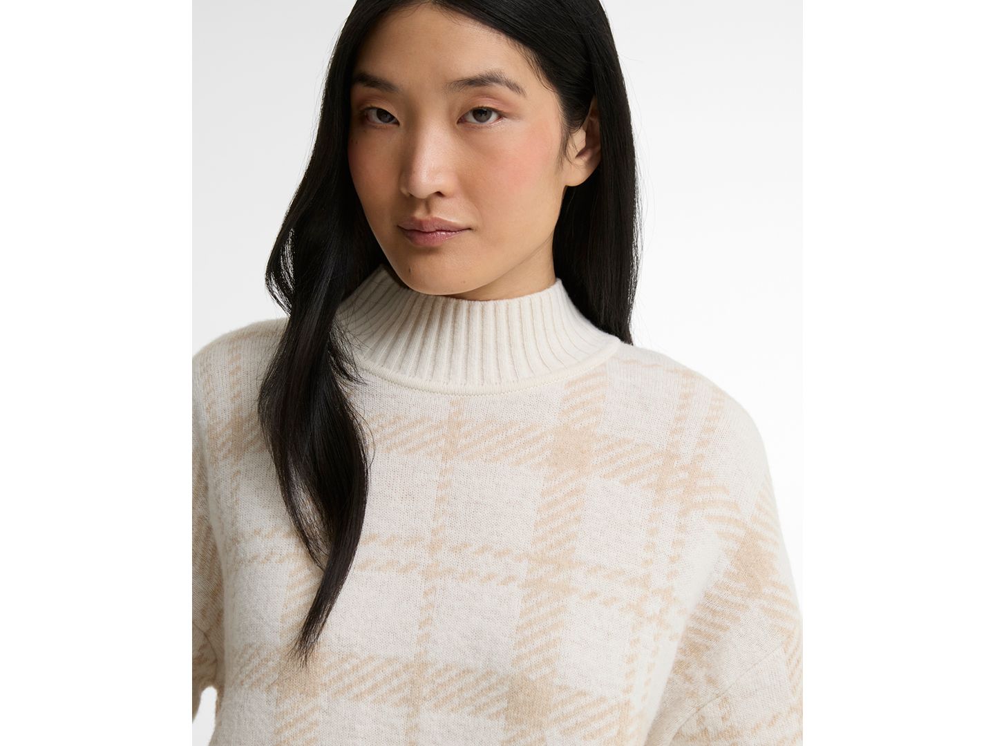 Женский свитер Barbour Delilah Mock Neck Tartan Wool-Blend, цвет: Облачный разноцветный — фото 3